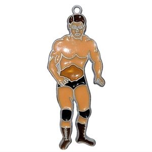 Vntg Handmade Stained Glass Wrestler Wrestling Black Outfit Suncatcher Ornament